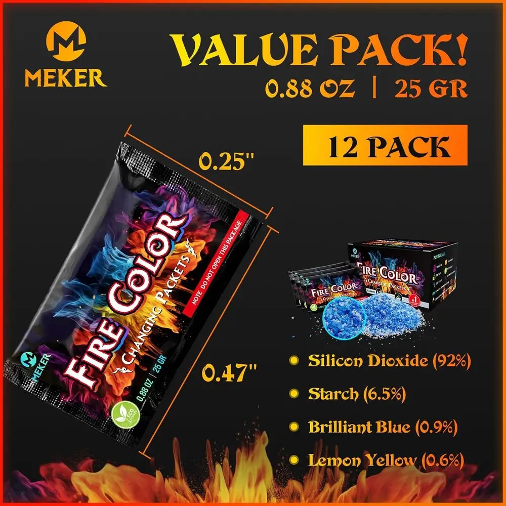 Color-Changing Fire Packets - Ideal for Pits, Campfires, Outdoor Fireplaces, Bonfires - Fun and Magical Fire Color Changer - Per