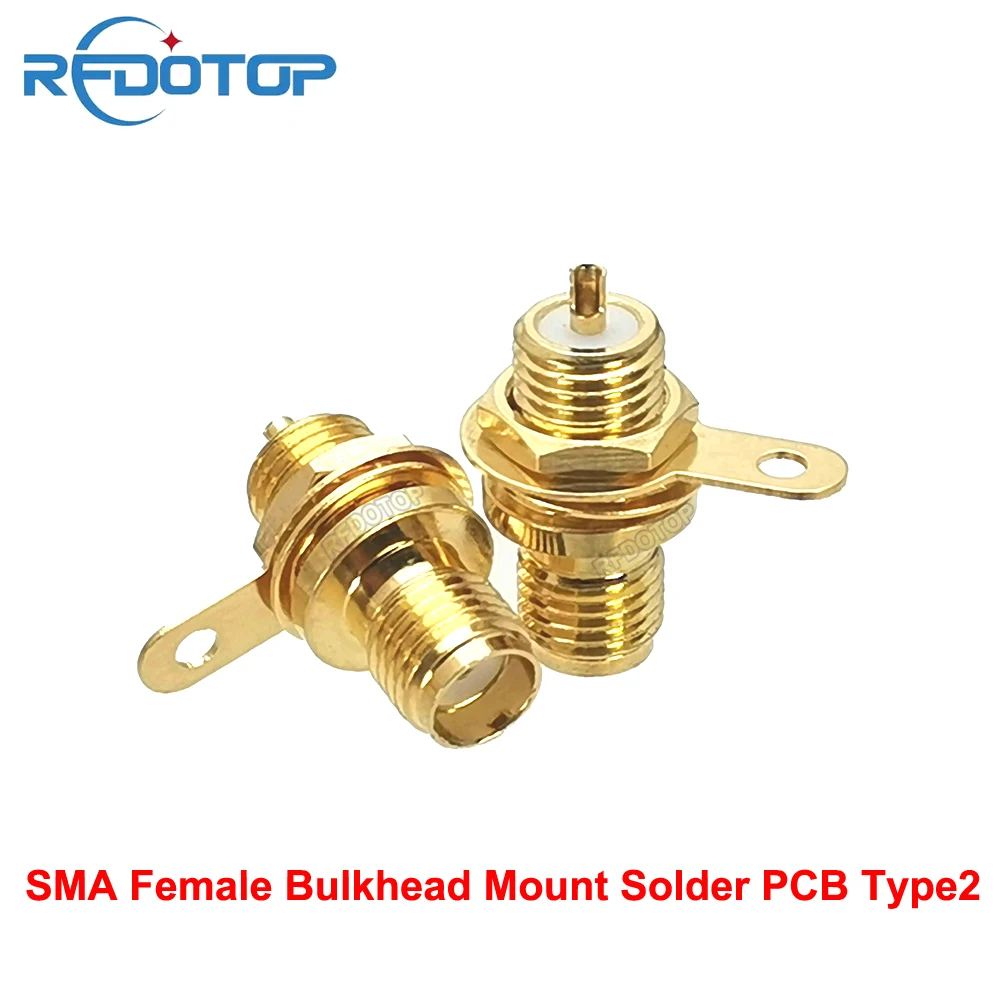 Middle Nut Bulkhead SMA Female Connector Gold Plated Handle Solder to PCB Panel Mount SMA-50KY Connector High Quality