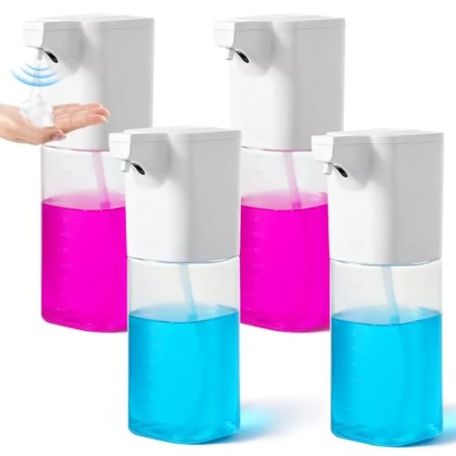 

4 Pack Touchless Foaming Soap Dispenser 18.5oz/550ml Waterproof USB Rechargeable Electric Wall Mounted for Bathroom Kitchen Dis