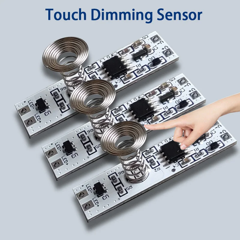 3-Level Touch Dimmer Switch, Mini Built-in 3.7V 5V 12V 24V 5A LED Controller for Strip Light Bar, 10-100% Dimming ON/OFF