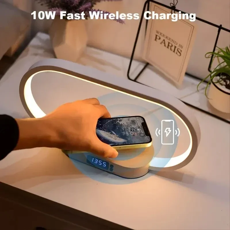 10W Fast Charging Wireless Charger with LED Night Lamp For iPhone 16 15 14 13 12 11 Pro/Pro Max/Mini/Plus X XR XS Max SE 8 Plus