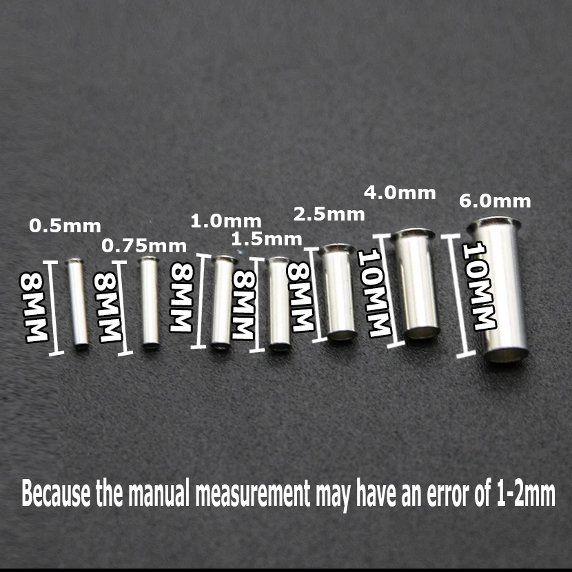 600 قطعة محطة تجعيد غير معزولة من النحاس المطلي بالقصدير 0.5mm2-6.0mm2 حلقات Bootlace نهاية سلك كهربائي موصل كابلات