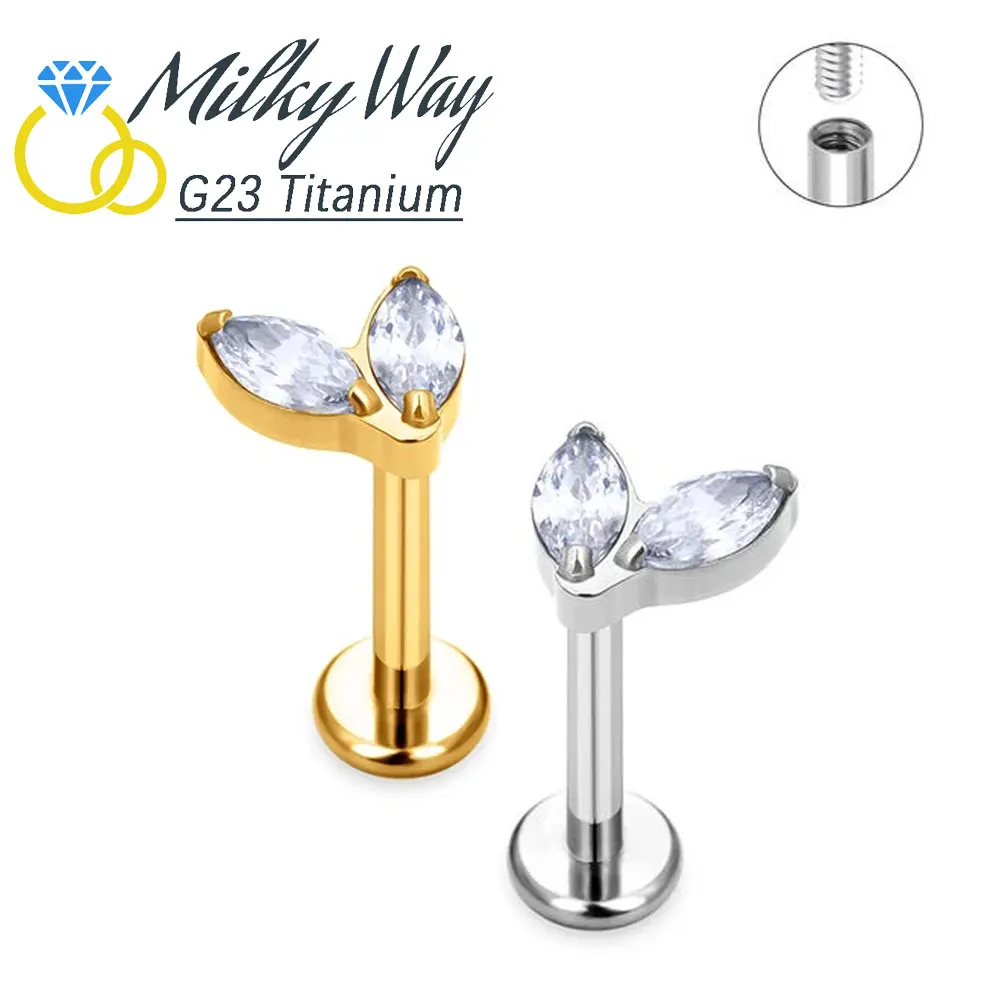 G23 Titanium Earrings Set Zircons Sexy Ear Bone Helix Stud Rod Screw Accessories Nose Piercing Labret Lip Rings Women Jewelry