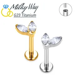 G23 Titanium Earrings Set Zircons Sexy Ear Bone Helix Stud Rod Screw Accessories Nose Piercing Labret Lip Rings Women Jewelry