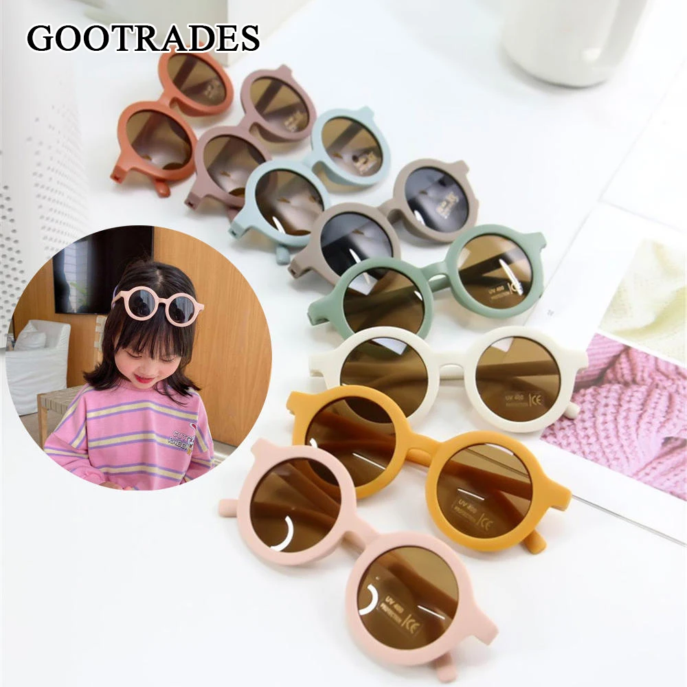 Gafas de sol para niños, gafas cómodas redondas a prueba de rayos ultravioleta de Color sólido Retro para niños