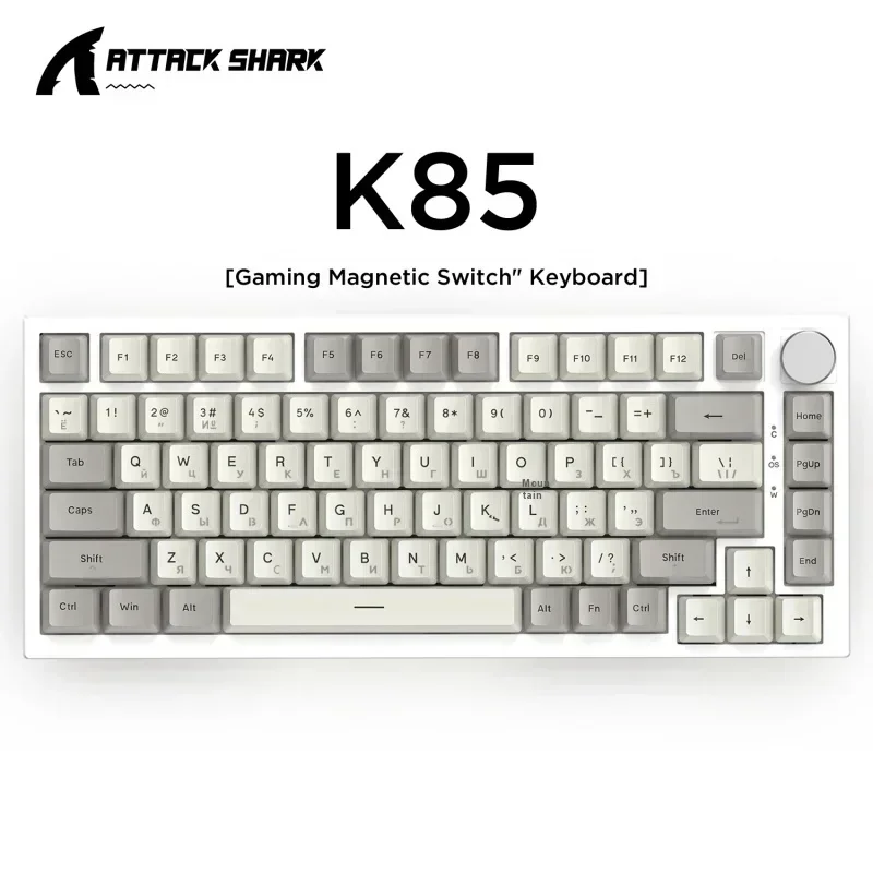 Imagem -05 - Attrck Shrrk K85 Russo Teclado Mecânico com Fio 75 Layout Rgb Botão de Metal Chave Personalizável Viagem Jogos