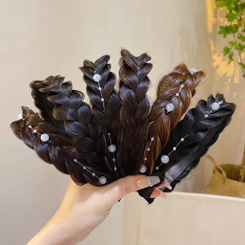 

Модные черные повязки для волос с крученой косой для женщин, зубчатые нескользящие дизайнерские повязки на голову, регулируемые повязки на голову с косами, головные уборы для девочек