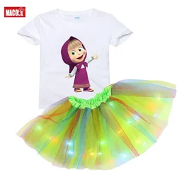 Girl Clothes Set Rainbow Dress Tutu Dress Suit Children Clothing Summer Skirt Kids Clothing Light Toddler Birthday Outfits Party