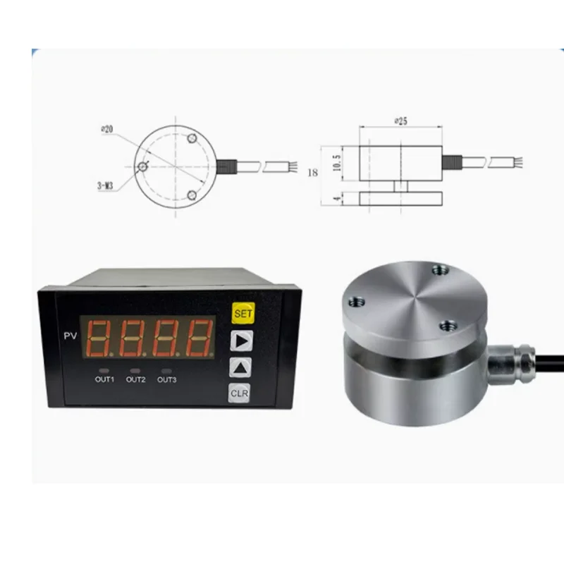 25mm Miniature Compression And Tension Sensor Load Cell+load Cell Indicator Display 20KG 30KG-2T