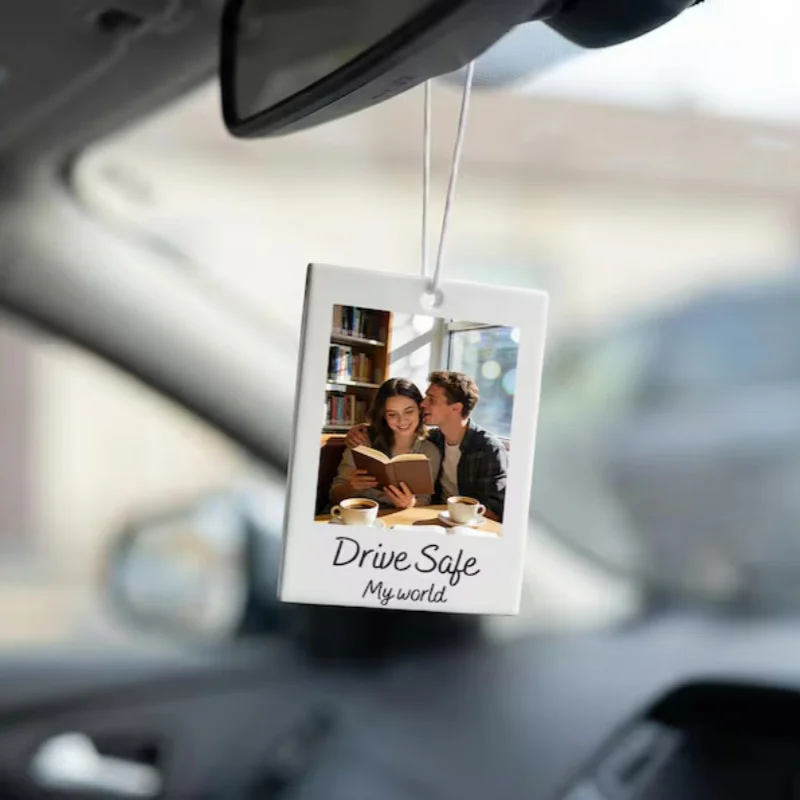Customized Photo Car Polaroid Acrylic Rearview Mirror Decoration Can Add Text Pendant Romantic Valentine Gift For Driver view 6