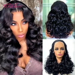 Loose Body Wave Brazilion Hair Glueless 13X4 Human Hair Lace Frontal wig Human Hair 200 Density Bouncy Double Drawn Human Hair