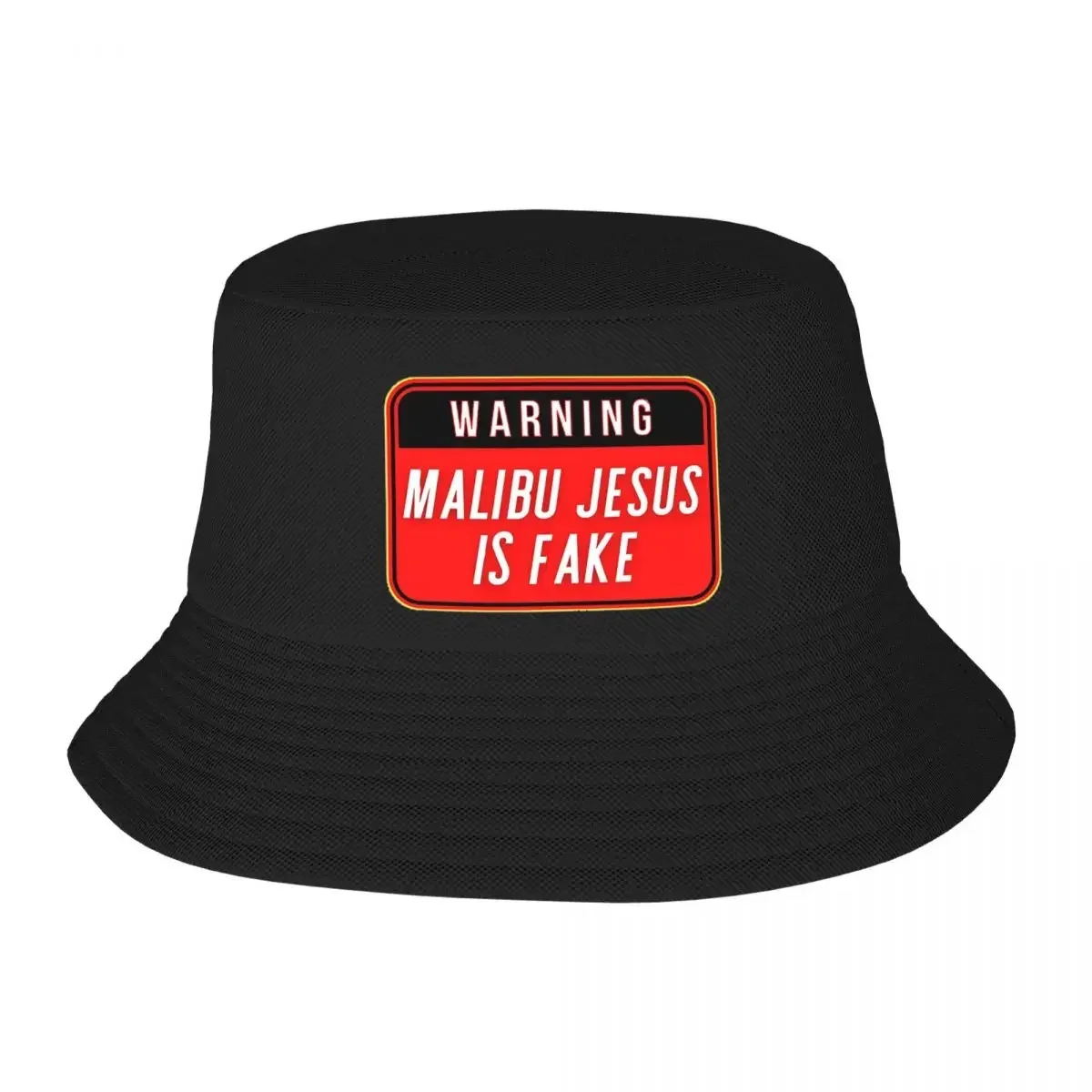 WARNING Malibu Jesus Is Fake - Funny Warning Religious Signs Bucket Hat Panama For Man Bob Hats Fisherman Hats Beach Fishing Cap