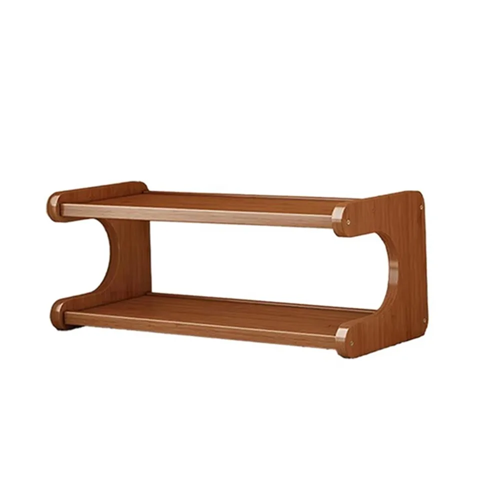 

2/3 Tiers Desktop Storage Rack Compact Space-saving Desk Bookshelf Multi-functional Easy-to-assemble Wood Tabletop Stand