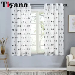 Cartoon Embroidered Football Sheer Tulle Curtain Children Boys Bedroom Curtains For Living Room Window White Voile Drape Cortina