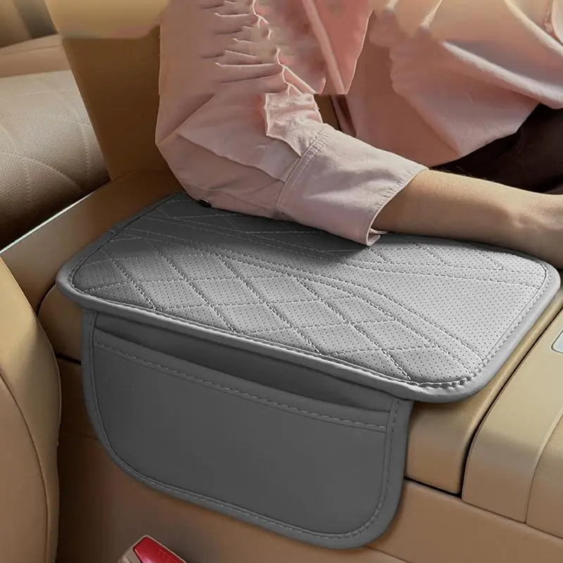 

Car Armrest Pad With Storage Bag PU Leather Car Elbow Pad Car Center Console Armrest Box Cushion Auto Armrests Storage Pad