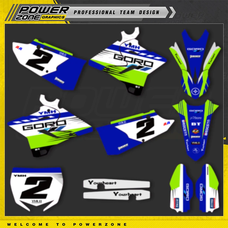 PowerZone Personalizado Equipe Gráficos Fundos Decalques Para 3M Kit de Adesivos Para YAMAHA 2015-2021 YZ125-250 16-21 YZ250X 042