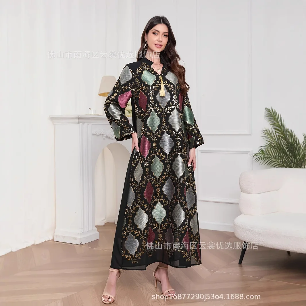 

Eid Women Print Dress Abaya Muslim Jalabiya Ramadan Tassel Vestidos Largos Party Dresses Arab Long Robe Morocco Dubai Kaftan