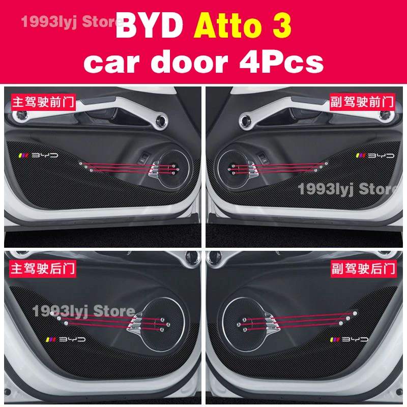 Car Door Anti-dirty Anti-kick Mat Pad Cushion Sticker Garnish Decoration Car-styling For BYD Atto 3 Yuan Plus EV Accessories