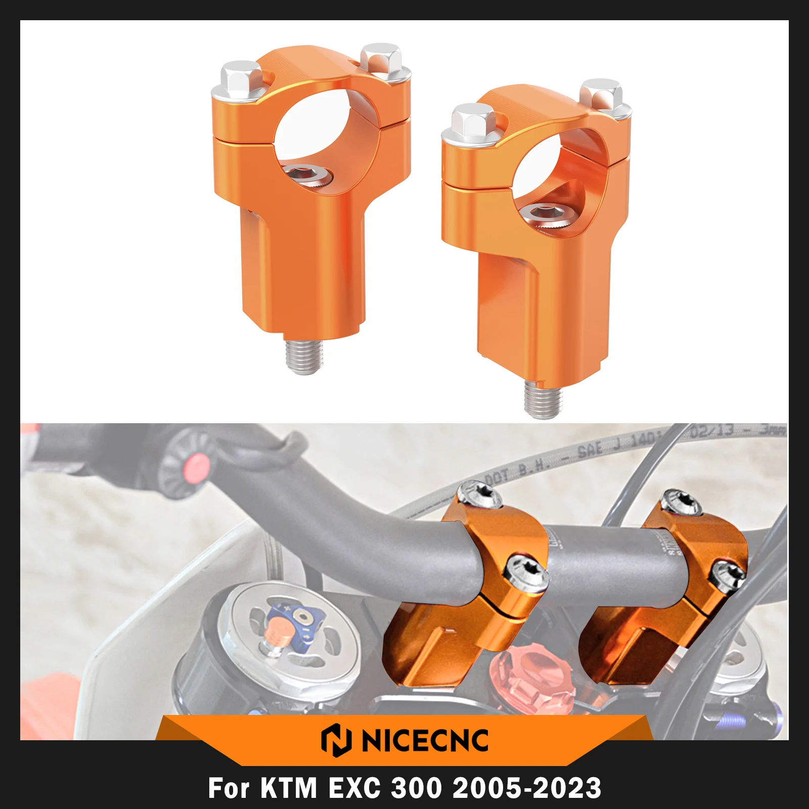 

For KTM 2005-2023 EXC 300 250 EXCF 350 XCW 300 52mm Handlebar Clamp Risers Mount Clamp SX 125 SXF 250 SXF 450 XC XCF 2005-2015