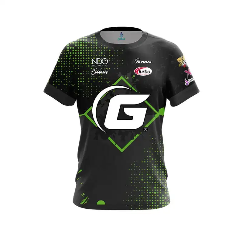 New Men 900 Global G Green Dot Gradient Bowling Jersey Short Sleeve Performance Sports Tee Pro Bowler Fan Casual Streetwear Top