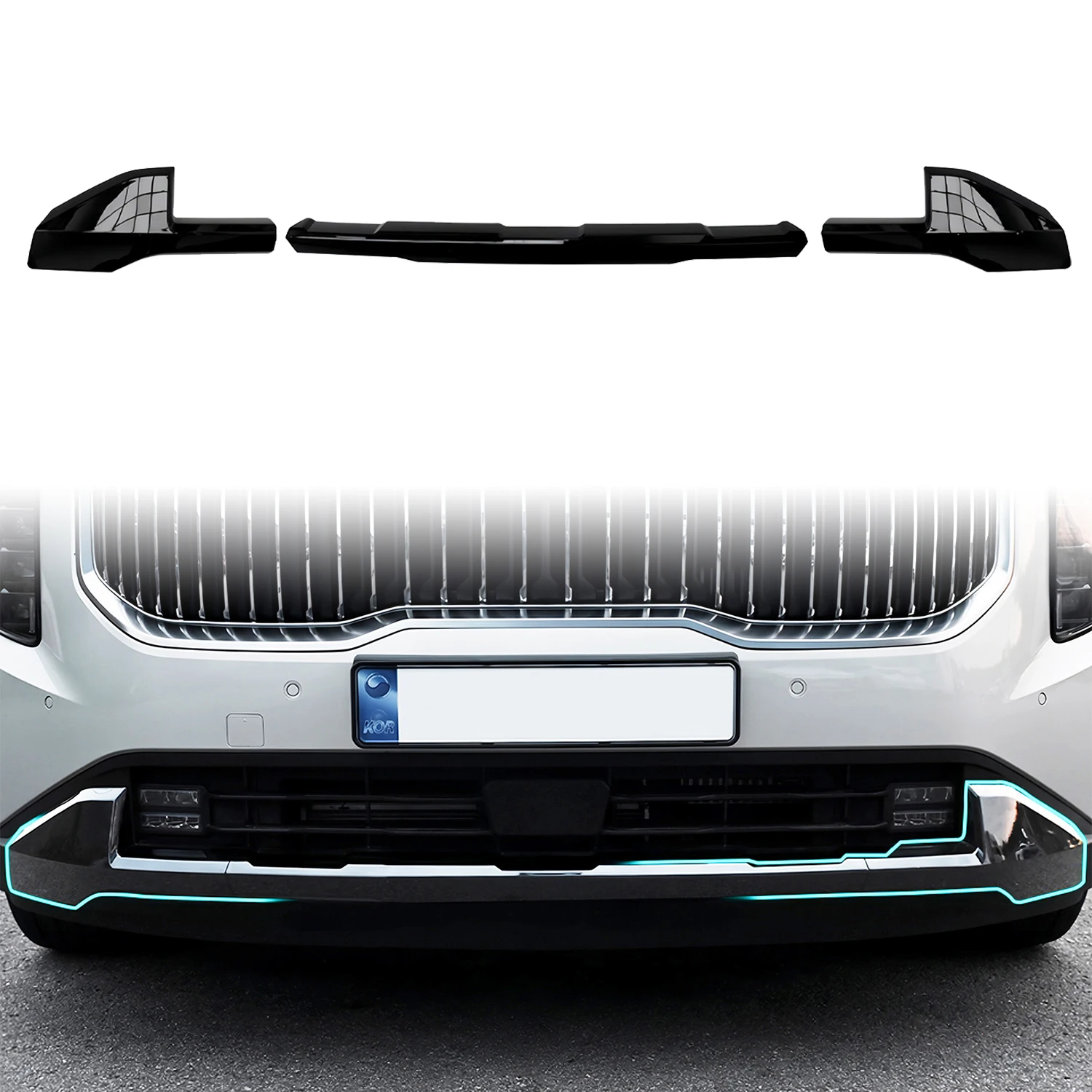 

For Kia Carnival KA4 2024 2025 2026 Car Exterior Front Rear Lower Valance Panel Bumper Molding Cover Trim ABS Accessories 3pcs