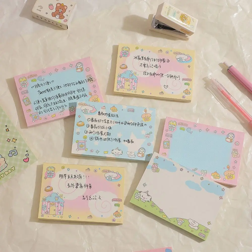 Cartoon Nette Reizende Memo Pad Nicht-klebrige Journal Ästhetische Notiz Papier Notizblock Koreanische Nachricht Papier Scrapbooking