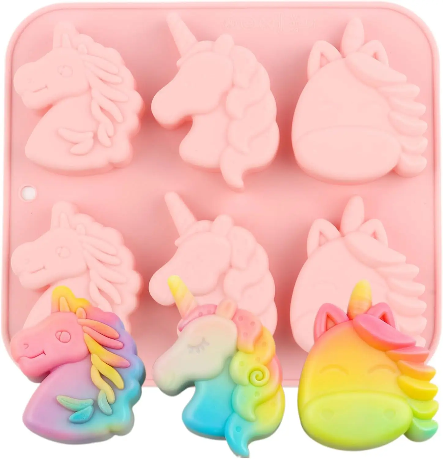

6 Cavity Unicorns Silicone Candy Molds Unicorn Head Chocolate Mold for Candy Chocolate Cake Decoration Accessories