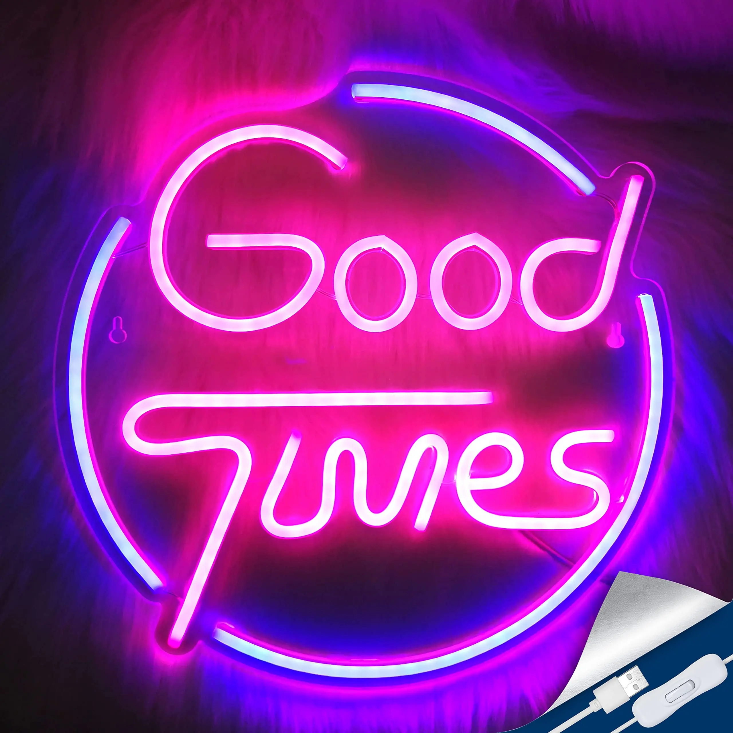 

LED Good Times Neon Signs Neon Light Wall Signs USB Operated Party Lights Bar Sign Décor Game Room Setup for Teen Boys Bedroom