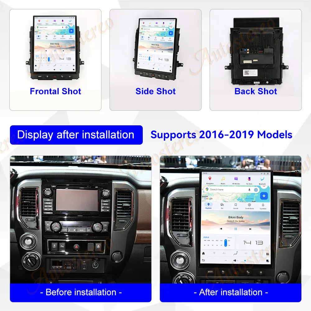 

15,6-дюймовый автомобильный GPS-навигатор Android 13 для Nissan Titan 2016-2019, мультимедийный плеер, автомобильный радиоприемник, авто