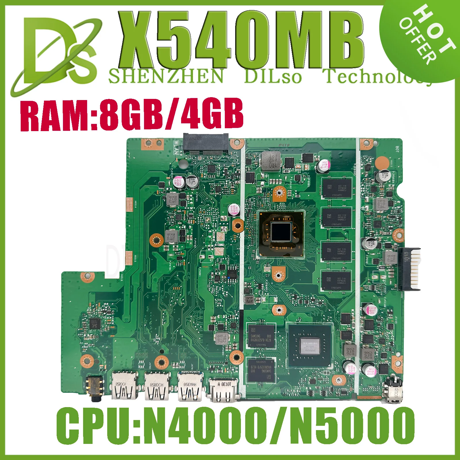 KEFU X540MB Mainboard For ASUS X540M A540M X540MB X540MA Laptop Motherboard With N5000 N4000 920MX 8GB  4GB-RAM 100% test OK