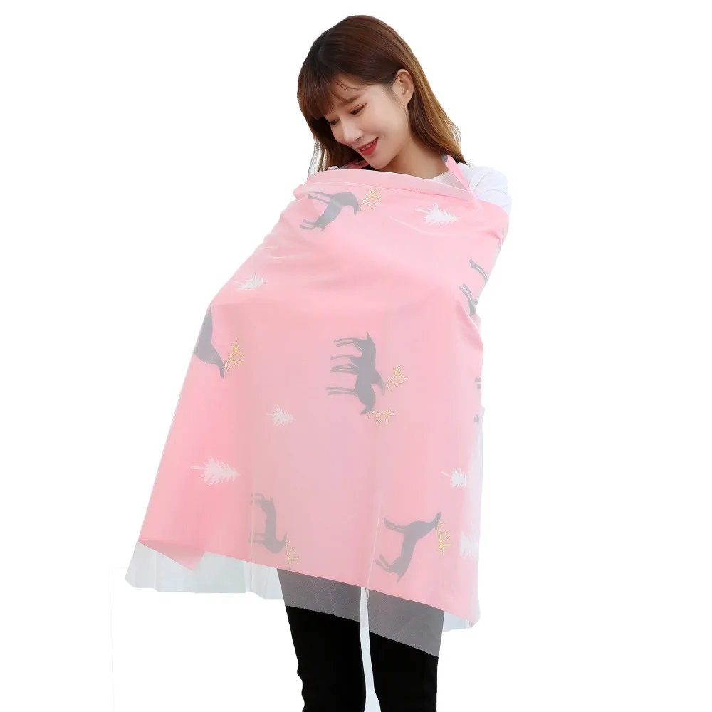 

Print Breastfeeding Cover Double Layer Cotton Outdoor Nursing Cover Adjustable Baby Stroller Mesh Cover Baby Stroller Blanket