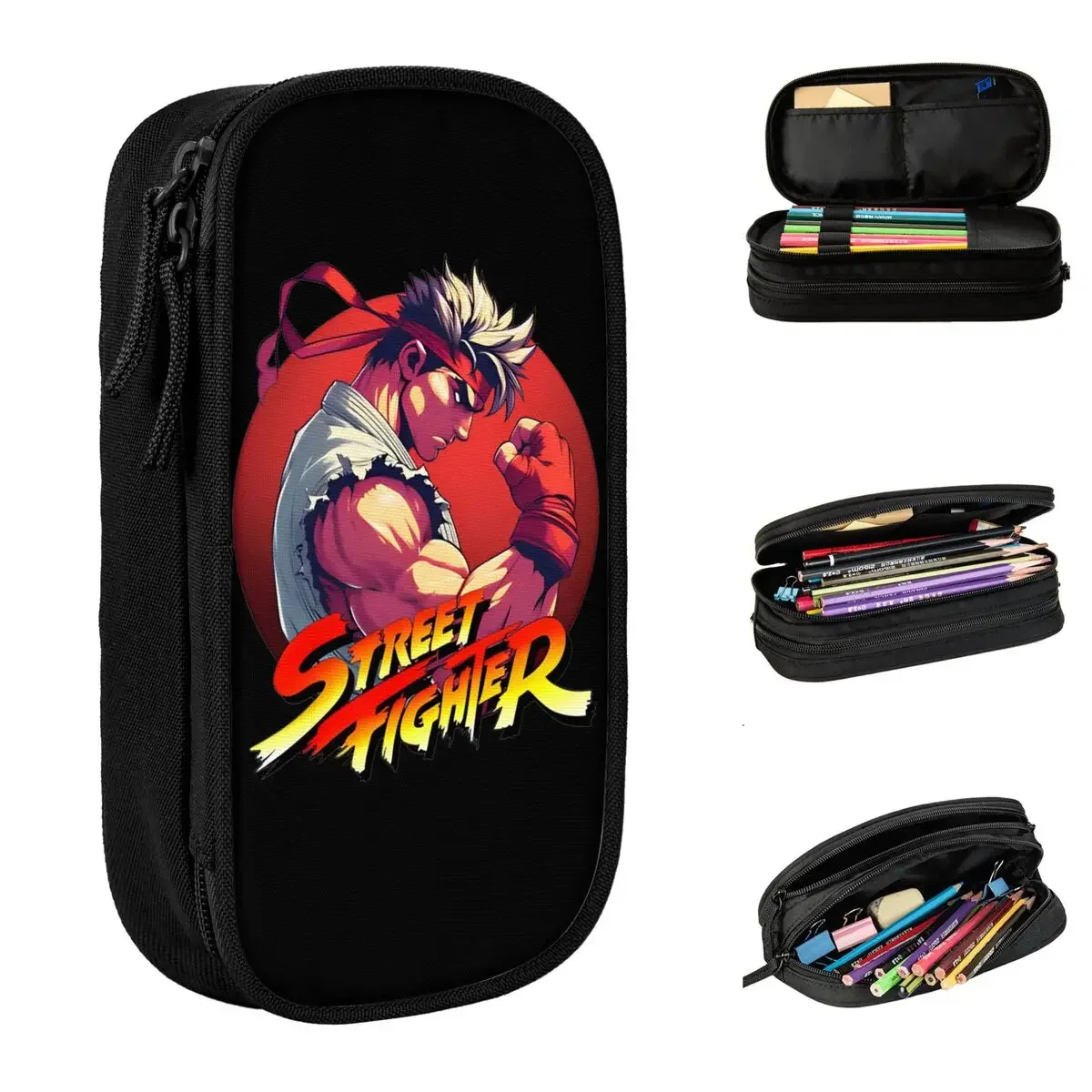 Ryu  Pencil Case Street Fighters Pencil Box Pen for Girls Boys Large Storage Bags School Supplies Gifts Stationery