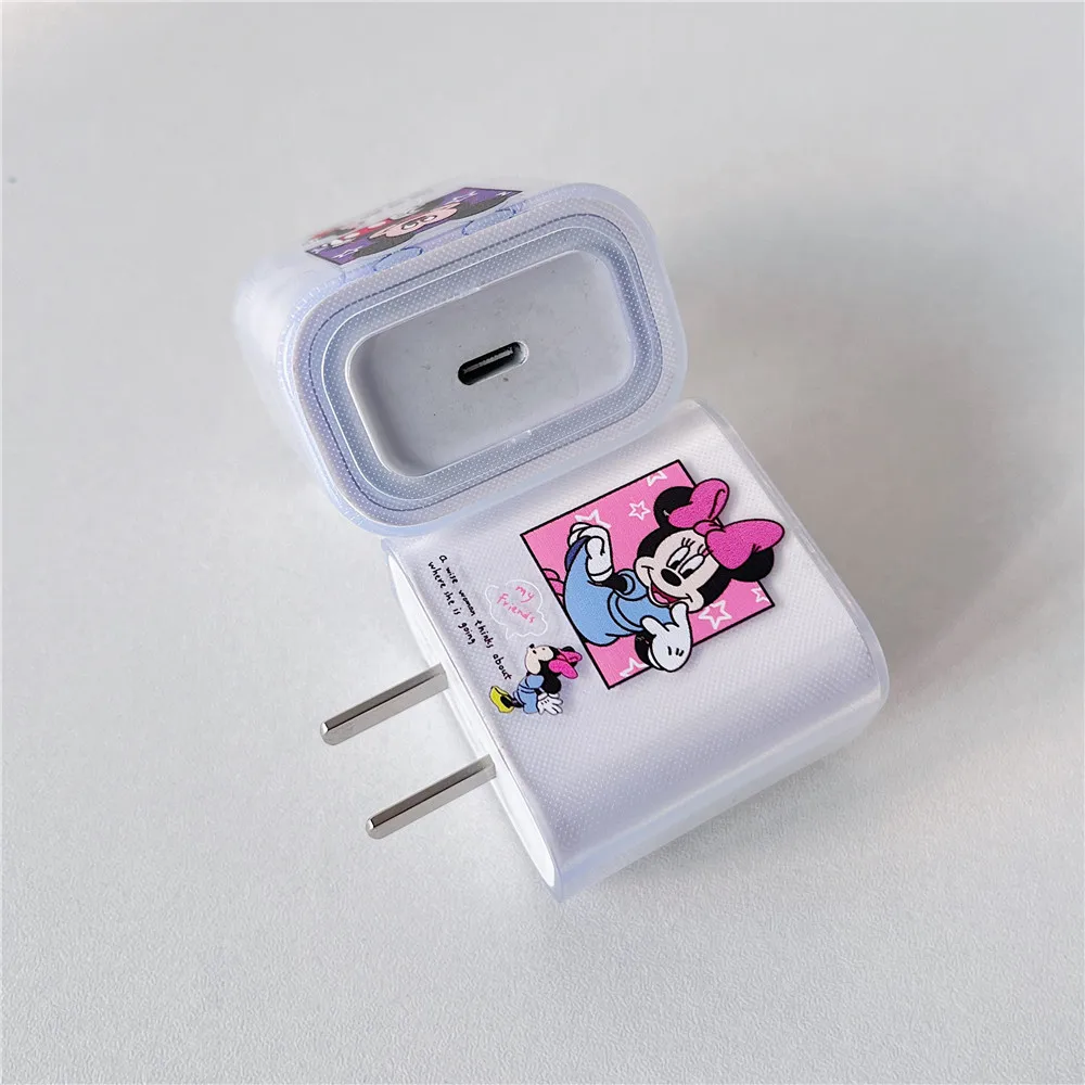 Disney USB Charger Protector Cover for iPhone 15 14 13 12 11 Charger 18W 20W Silicone Case Cable Winder Power Adapter Sleeve