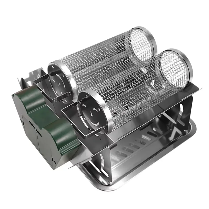 

Outdoor stainless steel automatic rotating barbecue grill multi-functional cylindrical drum stove net charcoal cooking stove
