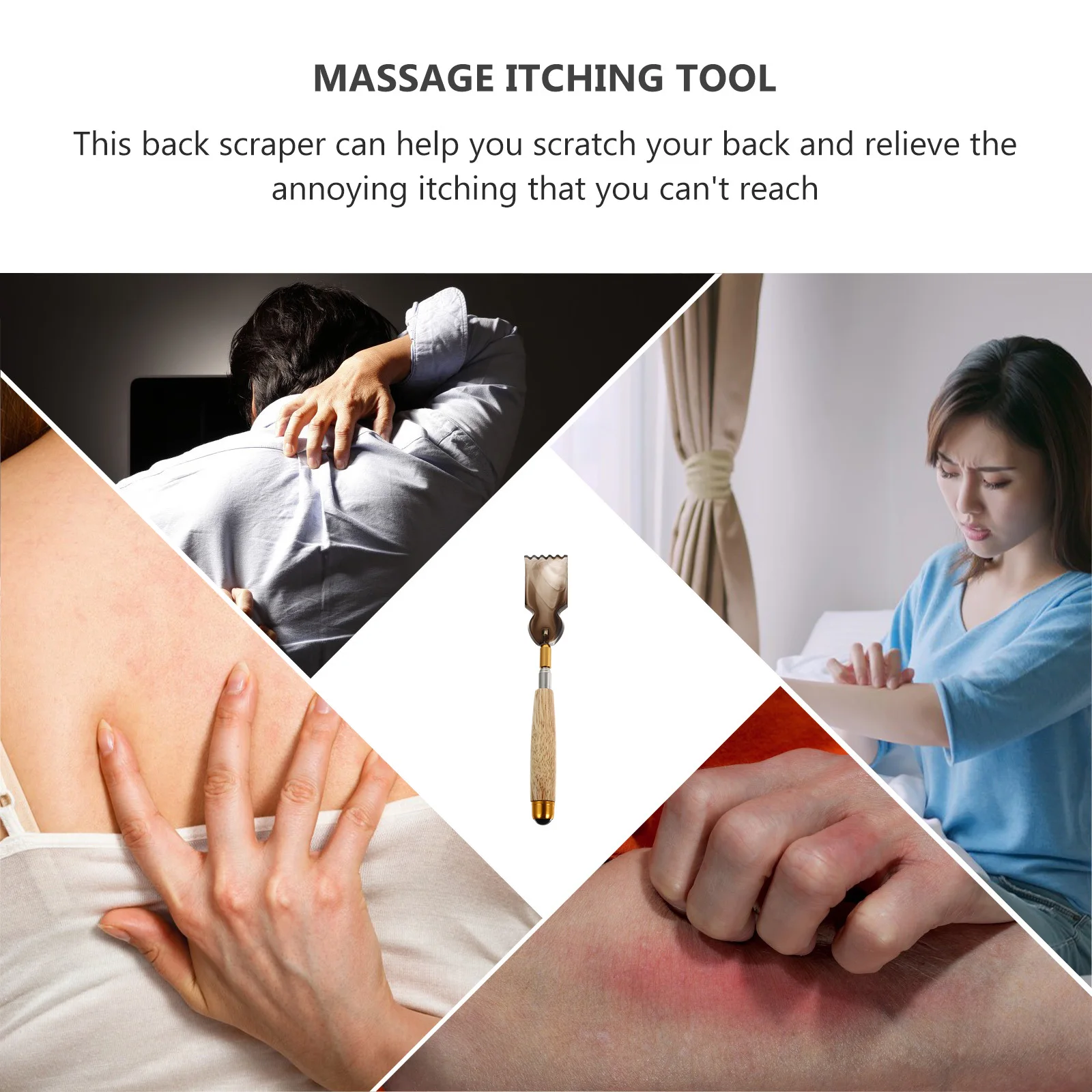 

1 шт. утолщенный скребок для тела для полного доступа к спине, устройство для самостоятельного массажа для релаксации и удобного использования, коричневый