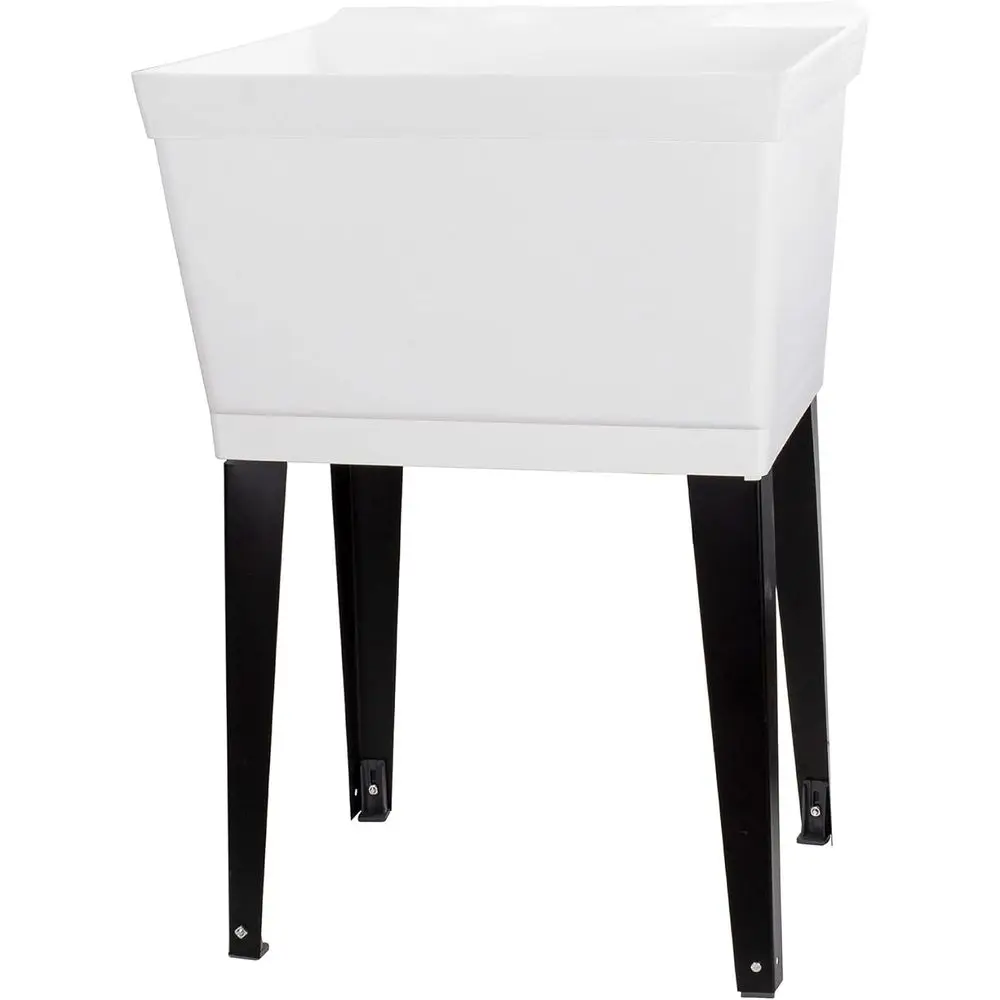 

19 Gallon Laundry Tub with Adjustable Legs for Utility, Basement, or Workshop Use (White)