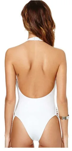 Elegant Cut Out Monokini Strappy Backless Swimwear Sexy Trendy Halter Neck One Piece Bathing Suit for Women