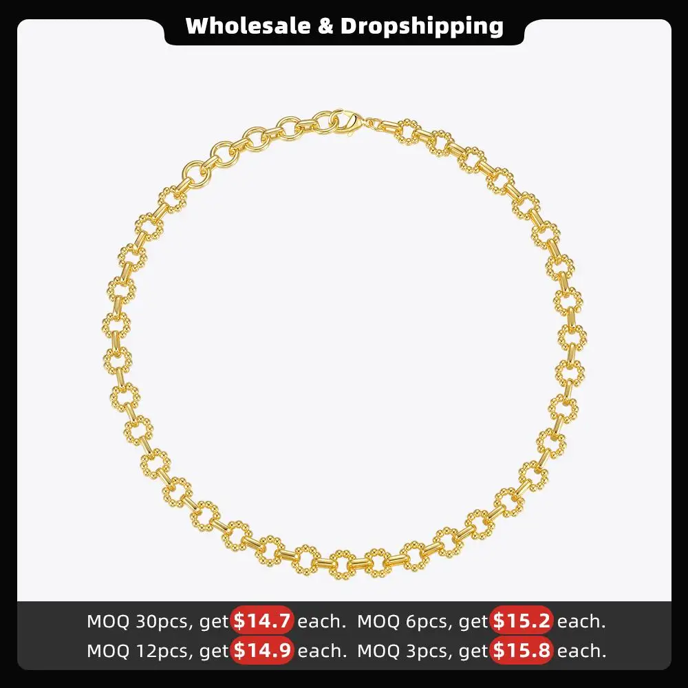 ENFASHION Aesthetic Flower Beads Chain Necklaces For Women Gold Color Circle Necklace 2020 Fashion Jewelry Collar Gift P203183