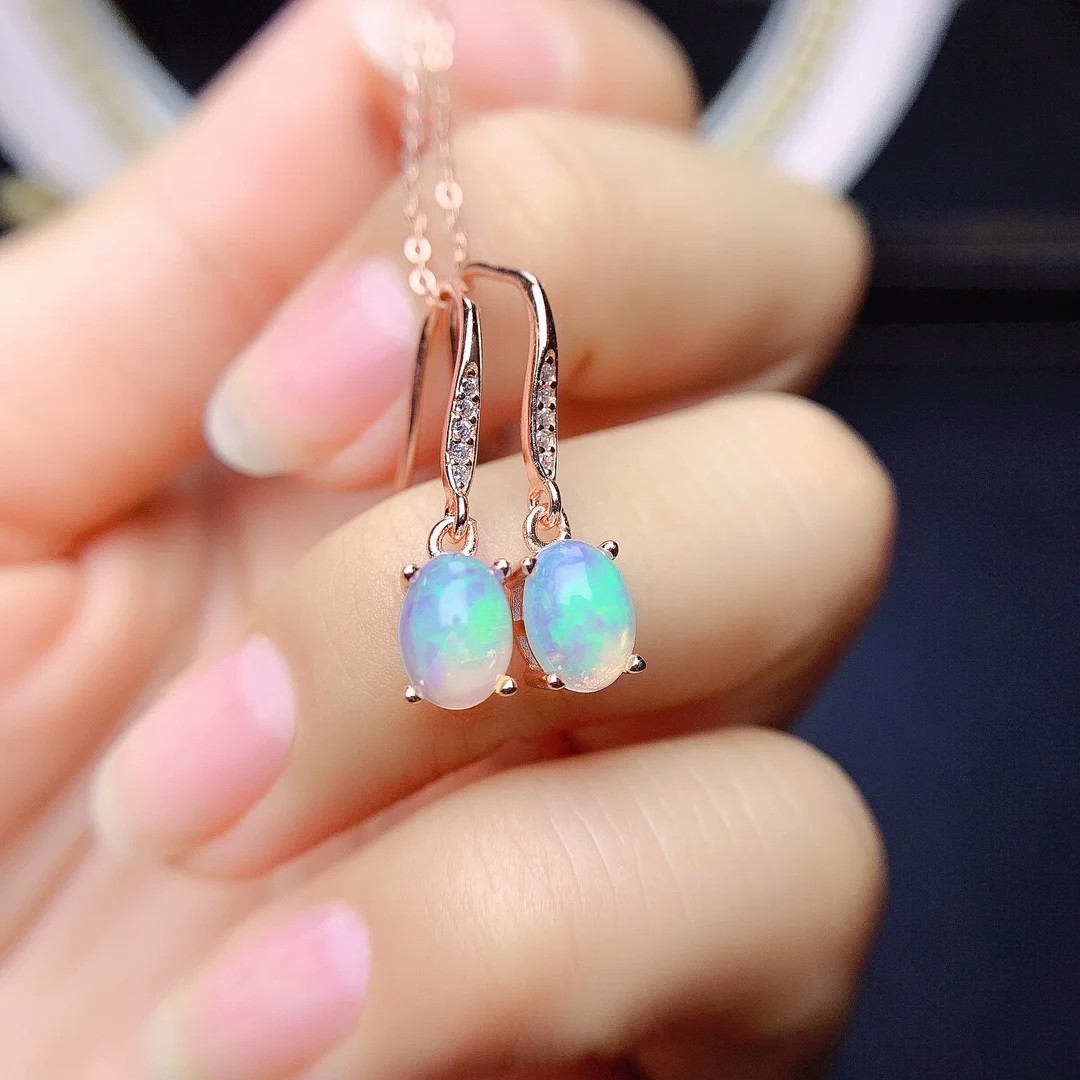

925 Sterling Silver Natural Opal Earrings Fashion Earrings Opal Stud Earrings Ladies Luxury Jewelry Gifts Free Shipping