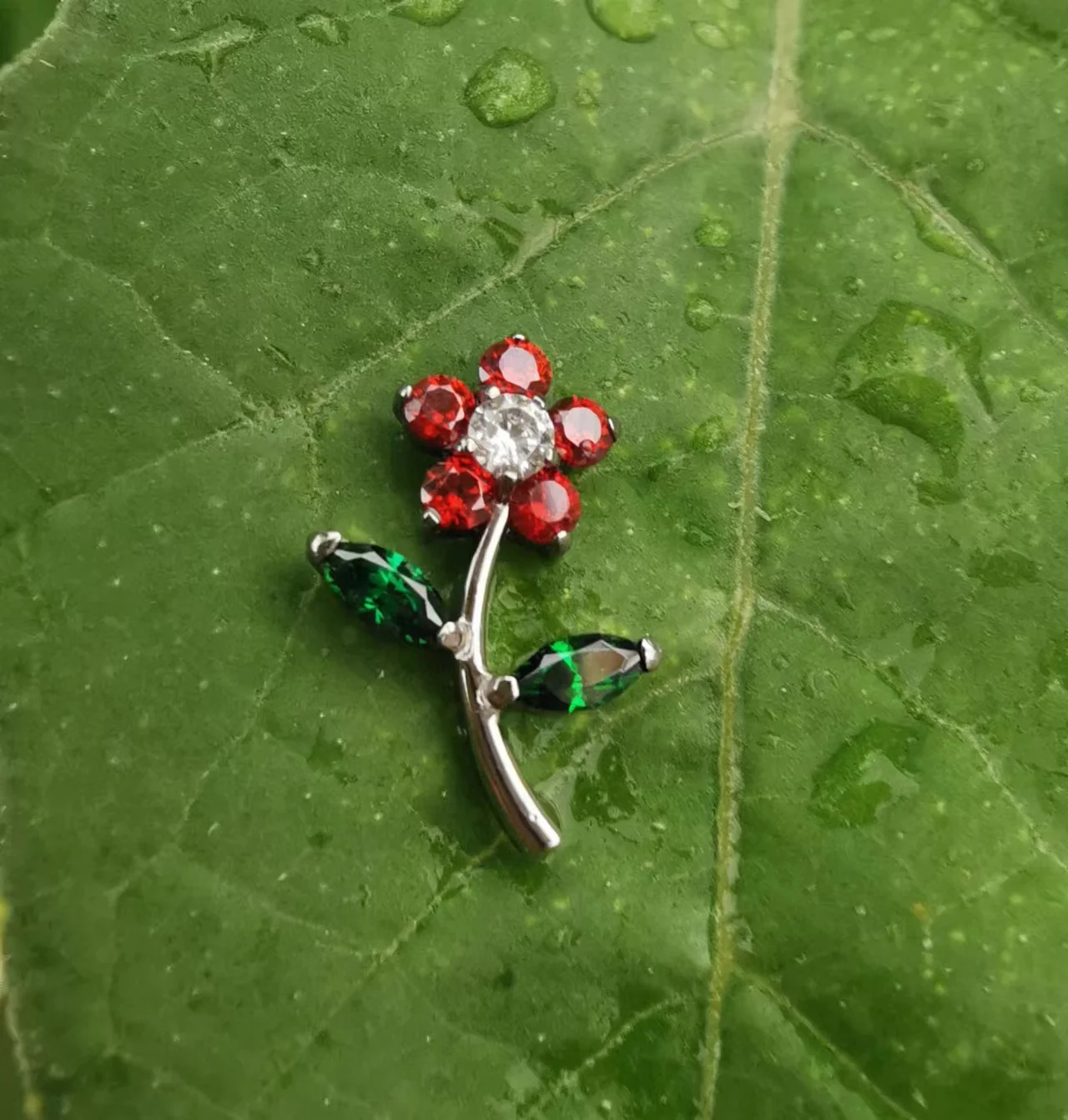 Implant Grade Titanium ASTM F136 Internal Thread Screw Flower labret Cluster CZ Gem Cartilage Helix Ear Piercing Body Jewelry
