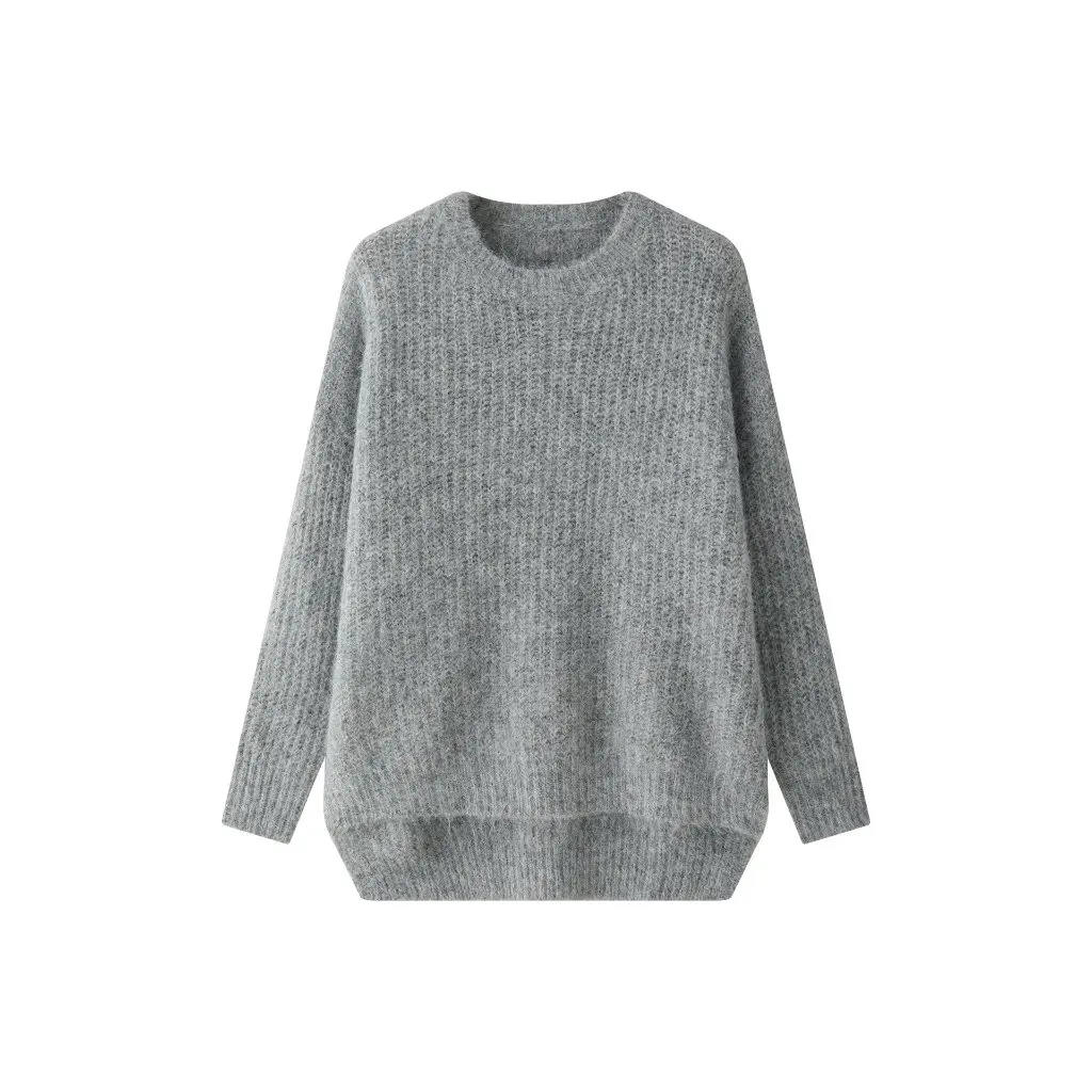 

Women's Korean Style Early Spring Soft Mist Wool Pullover Sweater Fluffy Loose Profile Top by Lou Fu