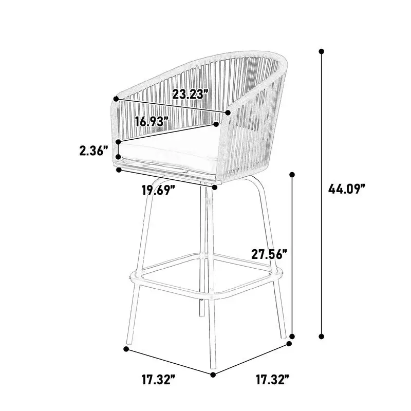 مجموعة كراسي بار خارجية مكونة من 2، كراسي بار للفناء مع مساند للذراعين، روطان لجميع الأحوال الجوية مع مسند ظهر، مقاعد خوص للحديقة، حمام السباحة،