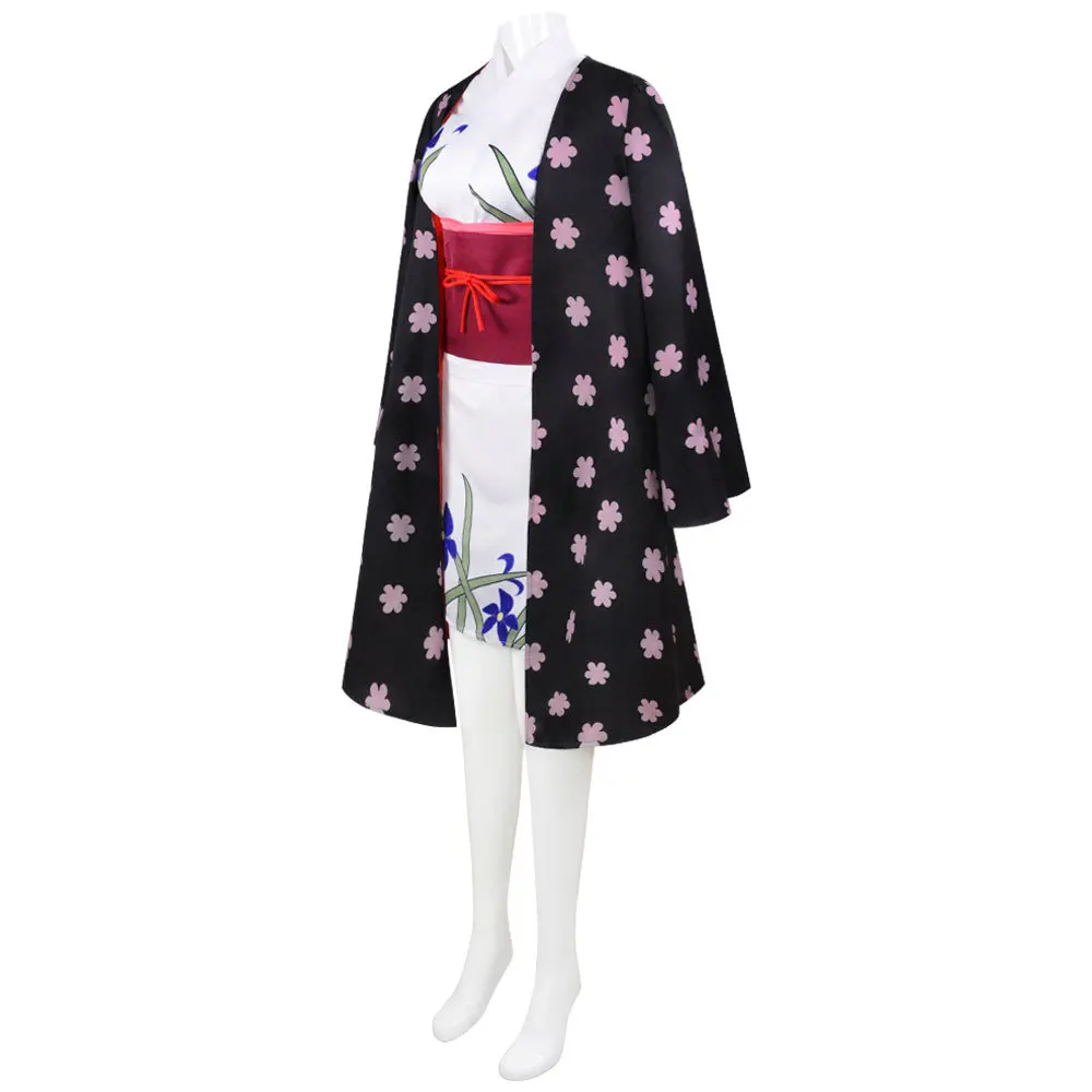 Women's Outfit Nico Robin Cosplay Costume Wano Country Kimono Floral Cloak Set view 4