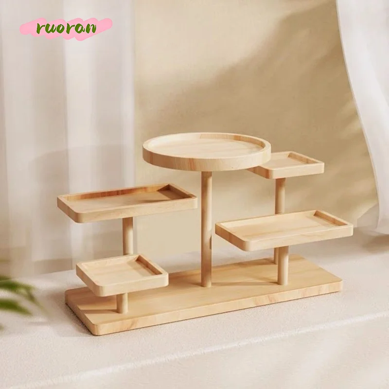 Solid Wood Booth Display Stand Jewelry Tiered Shelf Creative Storage for Snacks Succulent Cactus Instagram Decor