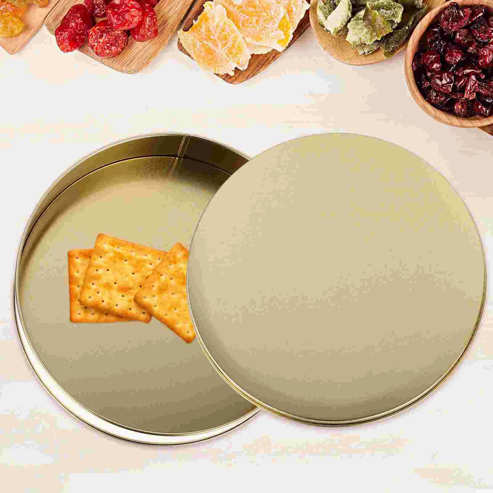 3 Pcs Tinplate Can Be Put into The Oven Cake Iron Box 65 Inch Candy Biscuit Packaging Cookie Tins Round Containers