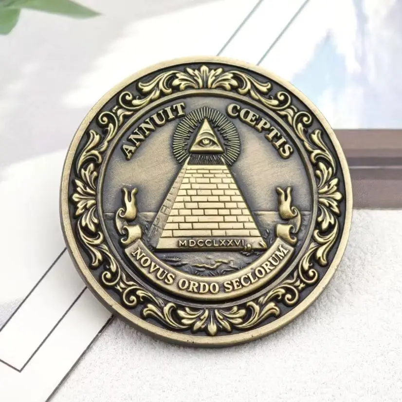 Masonic Eye of Providence Pyramid Lapel Pin US Great Seal Novus Ordo Seclorum Metal Badge 3D Embossed Brooch for Clothes Backpac