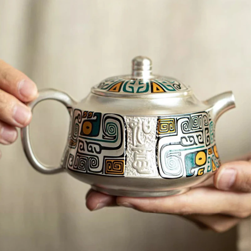 Gilded Silver Tea Pot Ceramic Ruyi Antique Pot Side Handle Pot Enamel Colored Single Pot Household Office Kung Fu Tea Pot