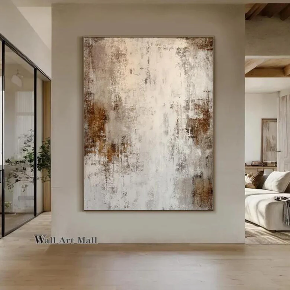 

Large Abstract Canvas Painting Handmade Beige Blue Gray Minimalist Textured Wall Art for Home Decor Original Artwork