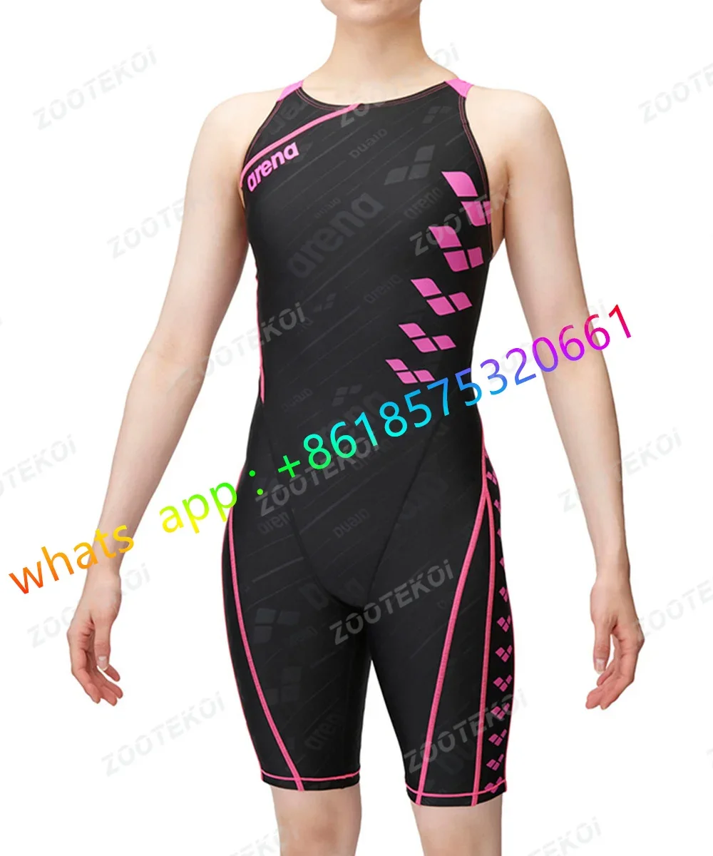 Female Versatile Training Swim Suit Knee Length Swimwear Bodysuit Sports Race Swimming Swimsuit Summer Open Water Bathing Suit