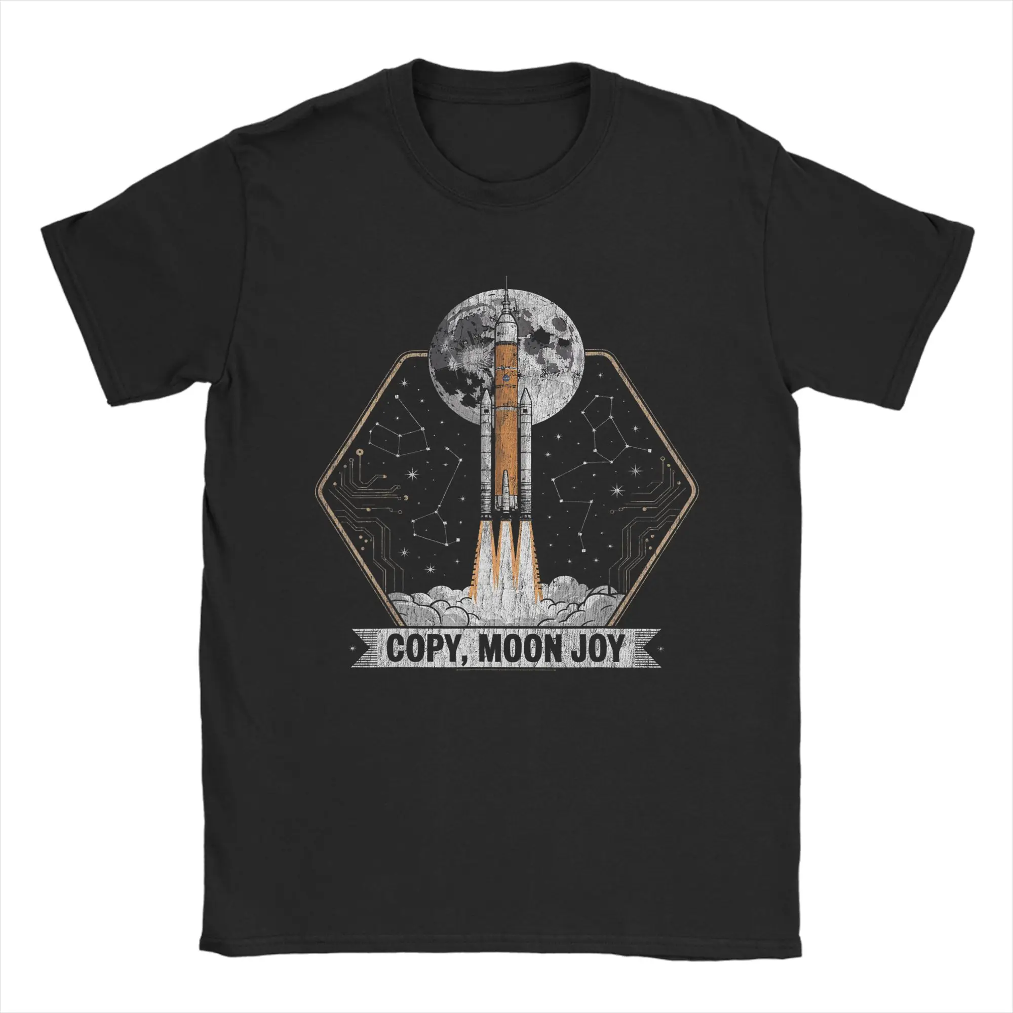 Copy Moon Joy Statement with Full Moon T Shirts Men Women Cotton Casual T-Shirts Round Neck  Tees Short Sleeve Clothes Plus Size